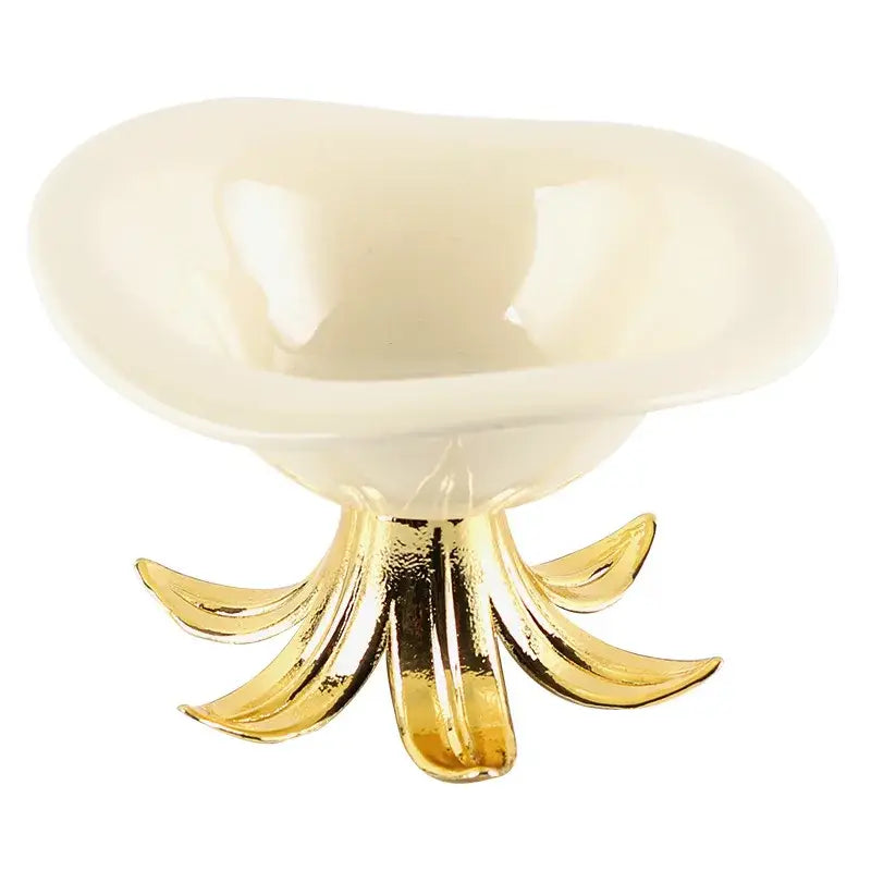 White & gold ceramic fruit plate tray bowl dining room centerpiece