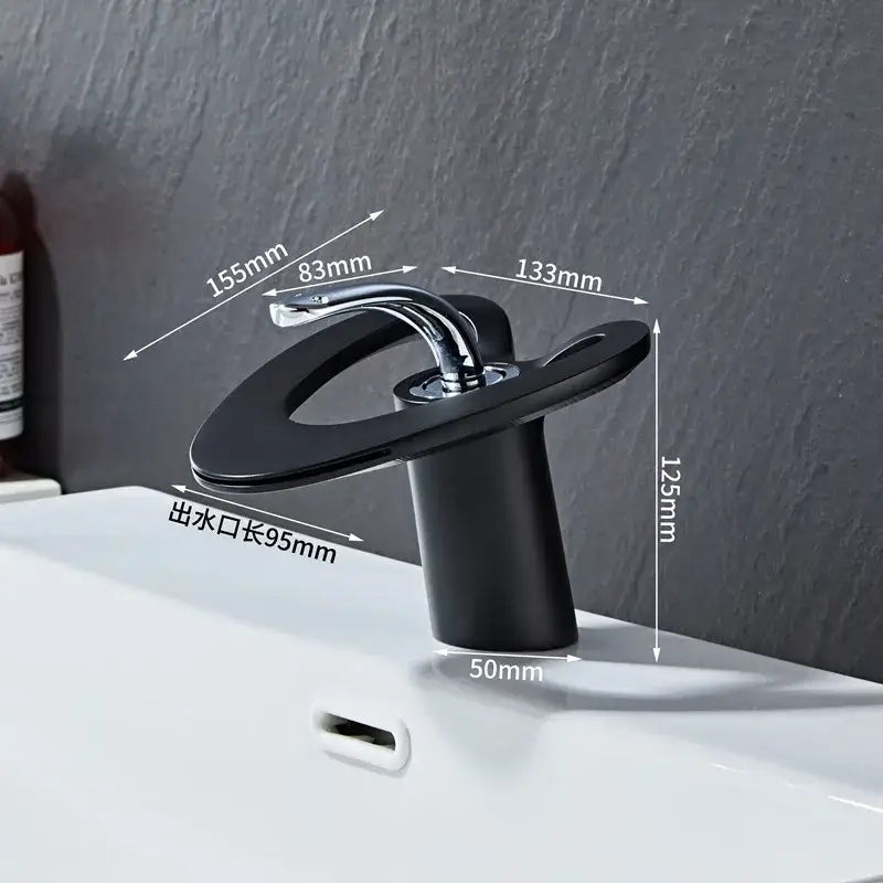 White & gold heart waterfall basin faucet bathroom sink mixer tap