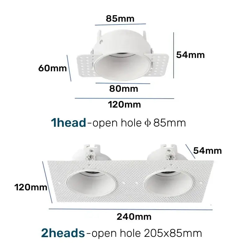 White honeycomb double head square led downlight living room fixture