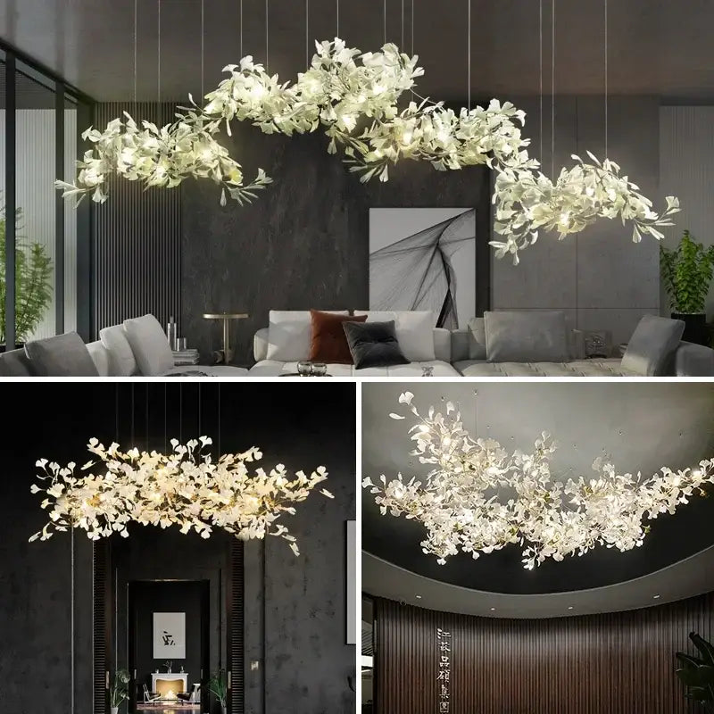 White orchid decorbites ginkgo chandelier living room pendant light