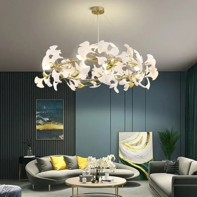 White orchid decorbites ginkgo chandelier living room pendant light