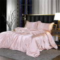 White satin silk blend duvet cover set bedroom bedspread