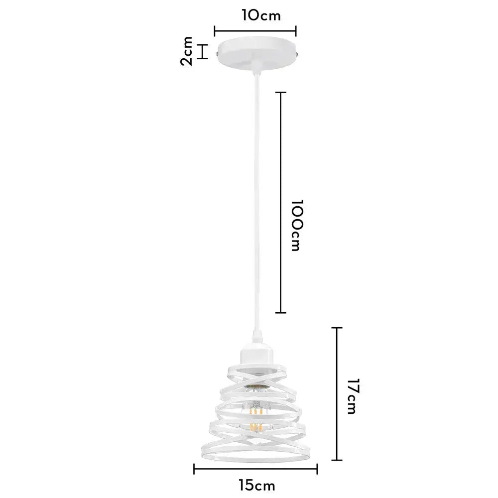 White spiral iron cage ring pendant light kitchen living room