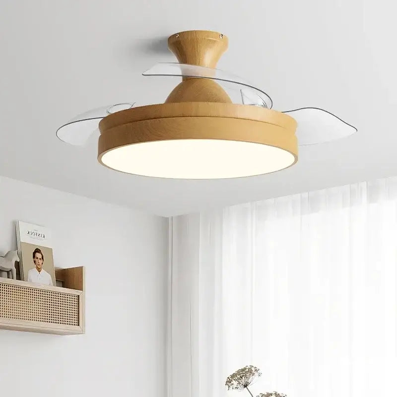 Wooden ceiling fan with acrylic blades – living room dc motor control
