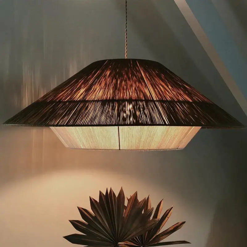 Woven conical handmade hemp rope pendant lamp kitchen light