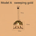 Wrought iron birdcage pendant lights dining room gold & green 4 bulb