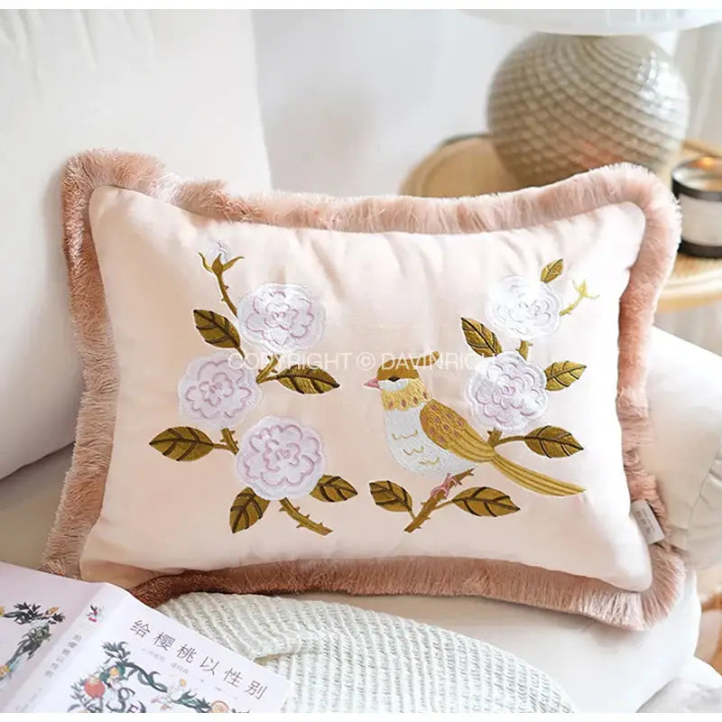Yellow bamboo velvet throw pillow cover bedroom decor