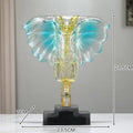 Yellow & blue crystal elephant sculpture living room decor ornament