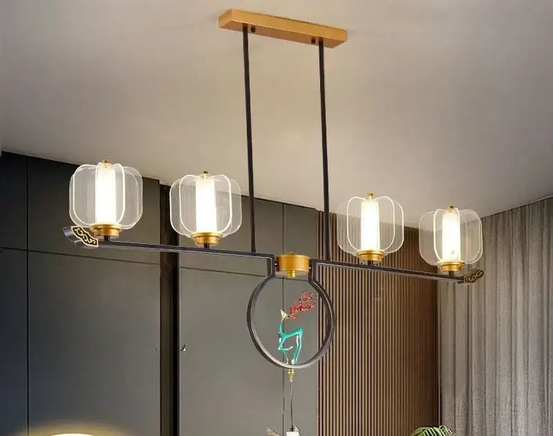 Zen black & gold deer enamel pendant light – living room chandelier